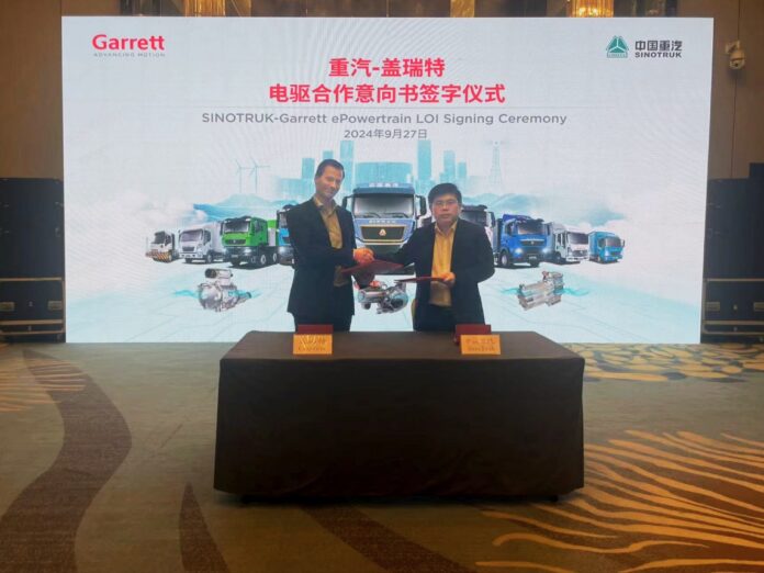 a-pioneer-move-for-electric-commercial-vehicles:-garrett-and-sinotruk-sign-letter-of-intent-to-bring-leading-high-speed-electrified-powertrain-to-e-trucks