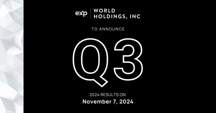 exp-world-holdings-to-announce-third-quarter-2024-results-on-november-7,-2024