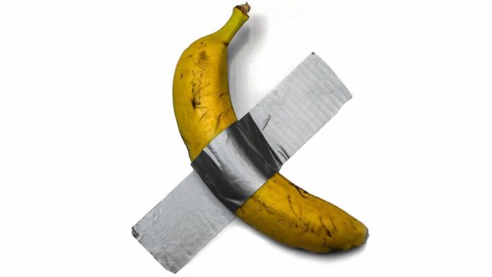 maurizio-cattelan’s-viral-duct-taped-banana-artwork-is-up-for-auction-again,-this-time-at-an-estimated-worth-of-up-to-$1.5-million