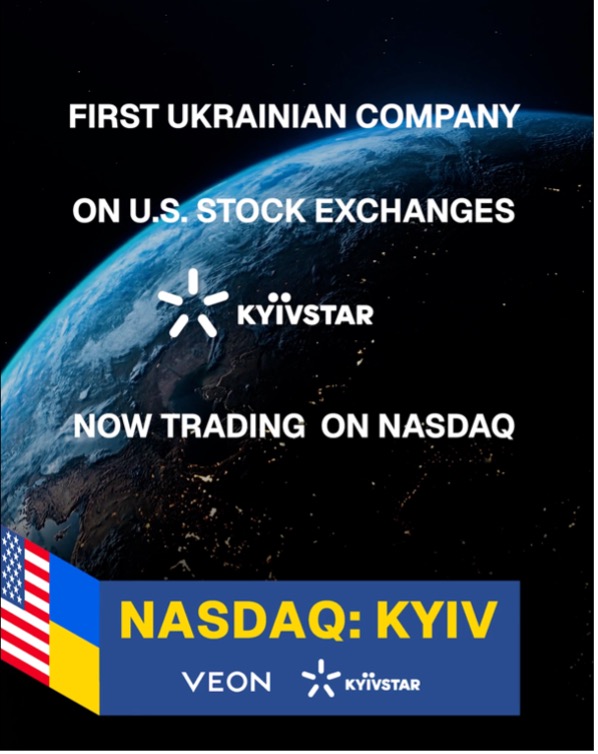 “KYIV” Ticker Goes Live on Nasdaq as Kyivstar Group Commences Trading